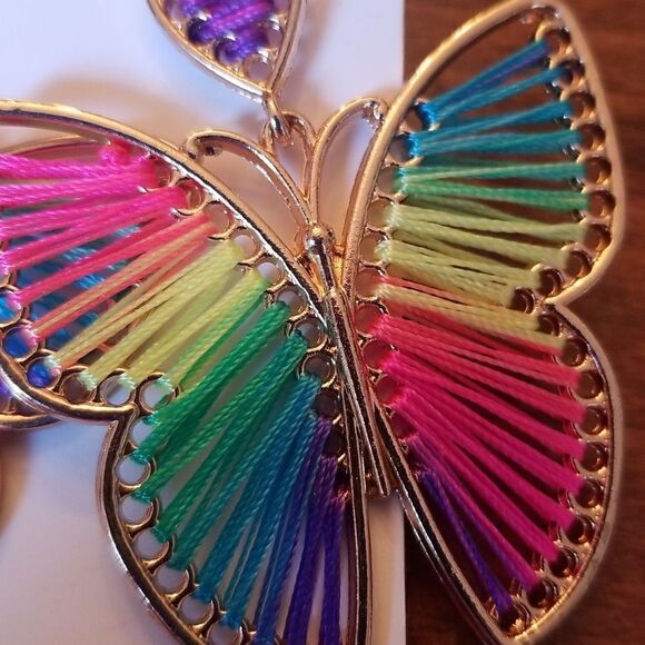 Butterfly earrings cotton thread - Picture 6 of 10